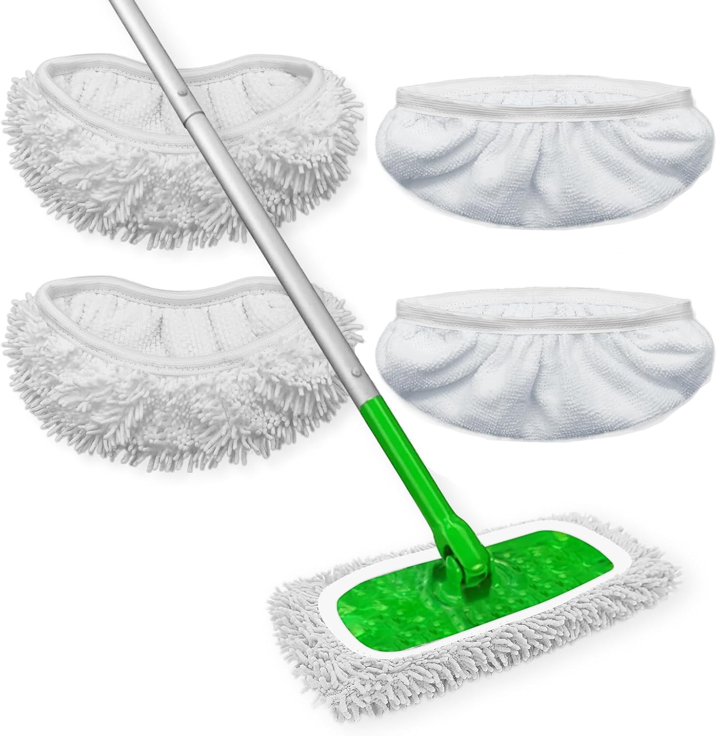 Reusable Microfiber Mop Pads Washable Wet Pads Compatible with Refills for Swiffer Sweeper Wet &