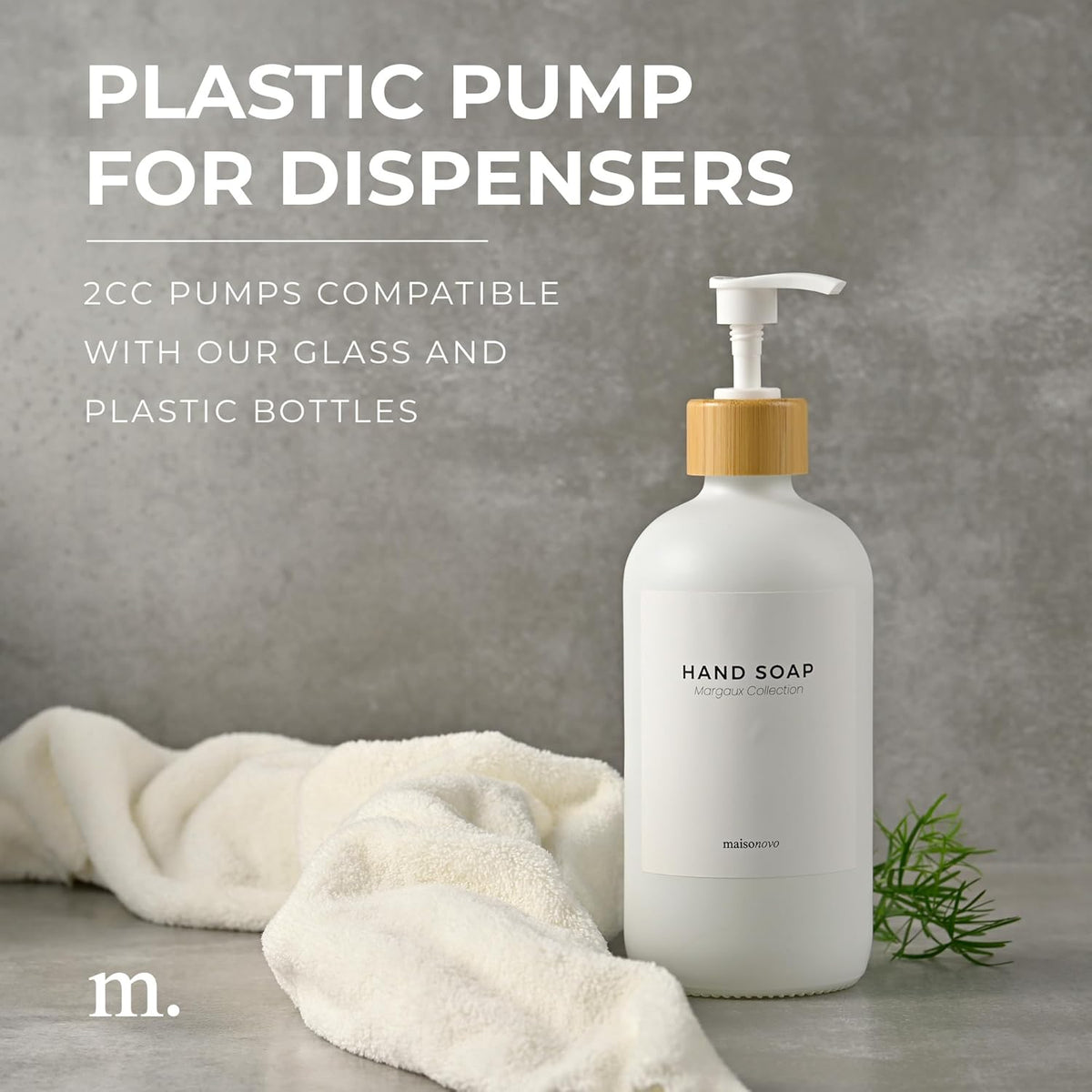 MaisoNovo Soap Pump Replacement - 2X White Bamboo Pumps - Pump Dispenser - Soap Dispenser Pump