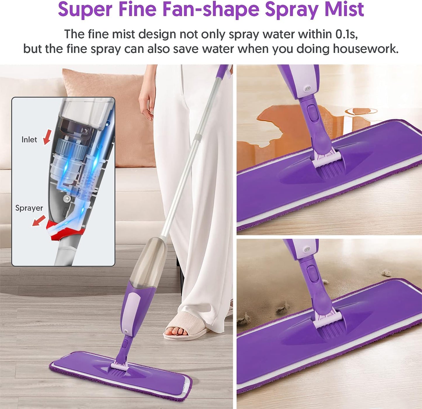 Spray Mop for Floor Cleaning - SEVENMAX Microfiber Floor Mop with 550ML Refillable Bottle 3