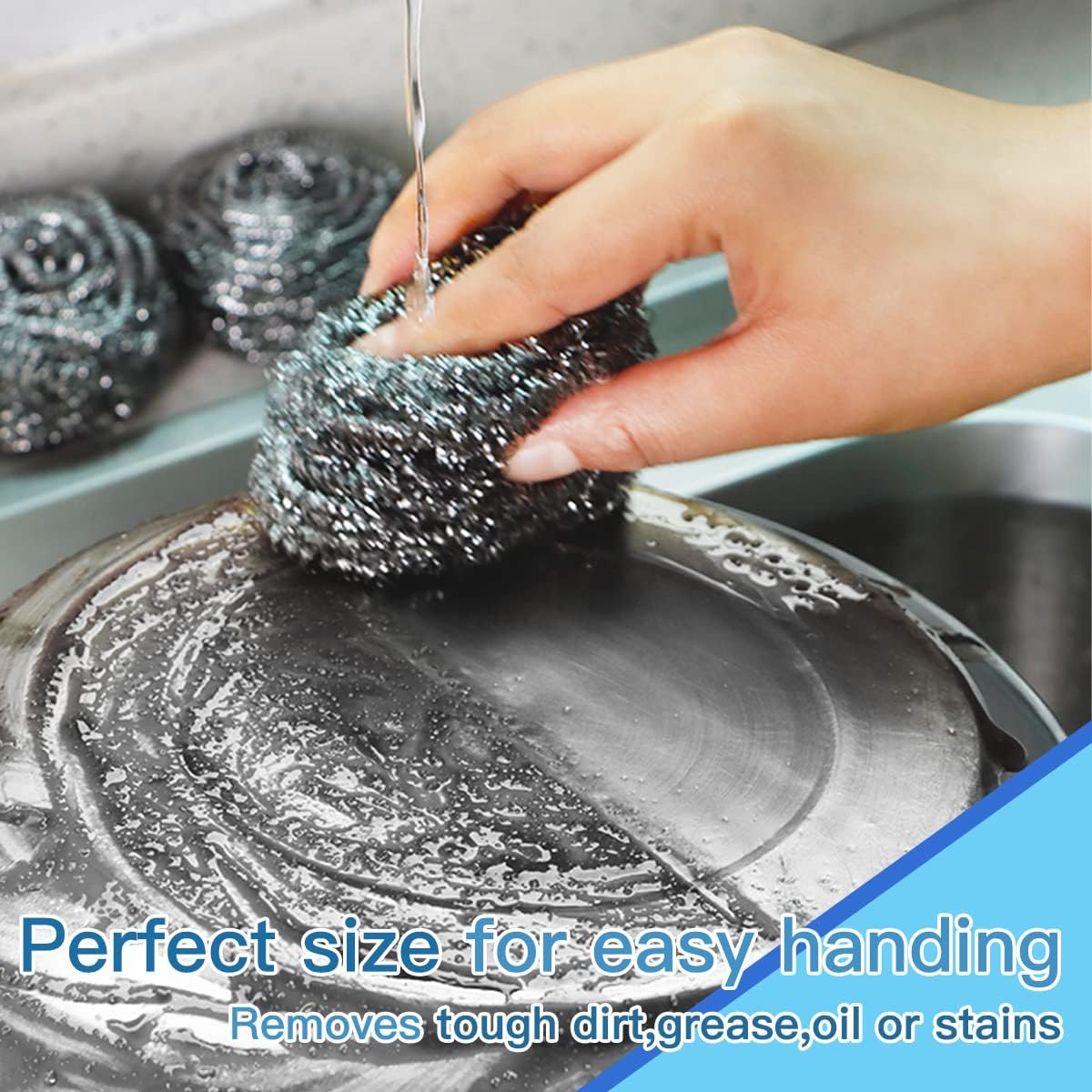 6pcs Stainless Steel Scrubber 2pcs Heavy Duty Scrub Sponges 1pcs Dish Clean Towel for Kitchens