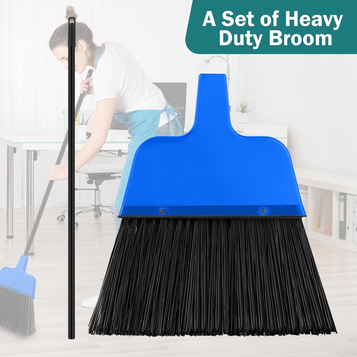 8 Pcs Outdoor Broom for Floor Cleaning 54 Inch Commercial Heavy Duty Broom Long Handle Kitchen