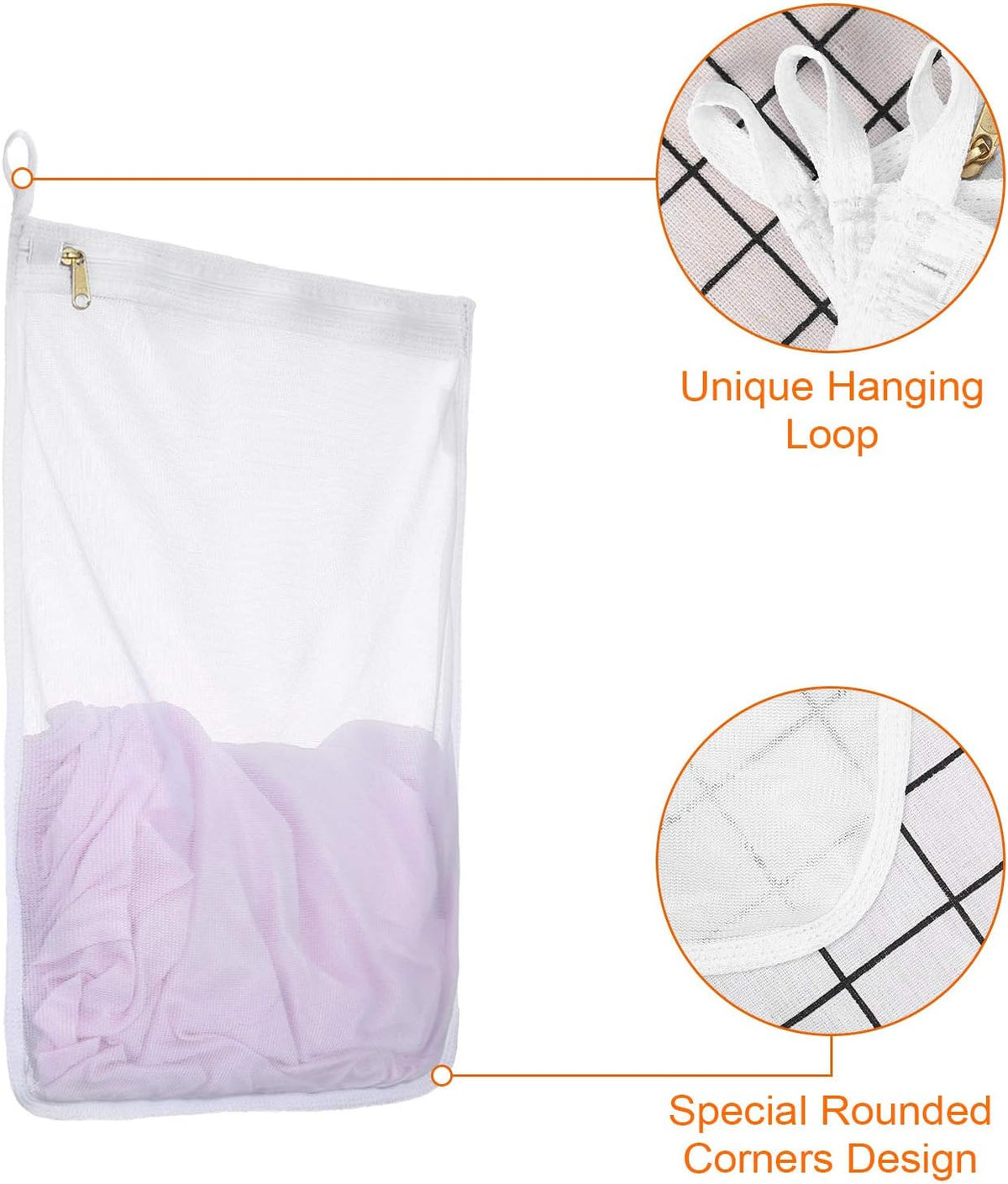 Reusable Mesh Laundry Bags, Delicates Garment Washing Bags for Travel/College, Durable Zipper