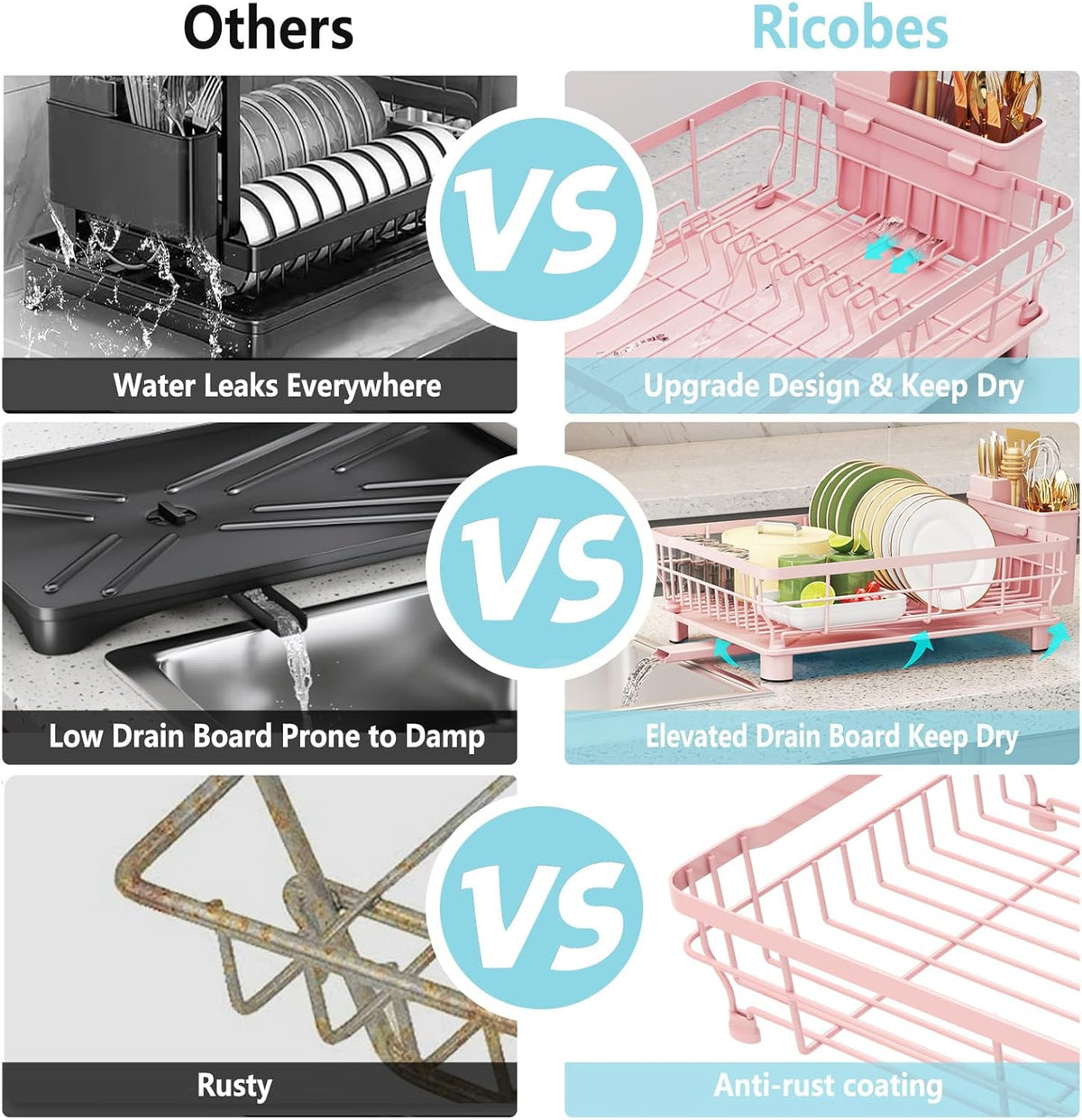 Dish Drying Rack - Space Saving Dish Rack - Dish Racks for Kitchen Counter with
