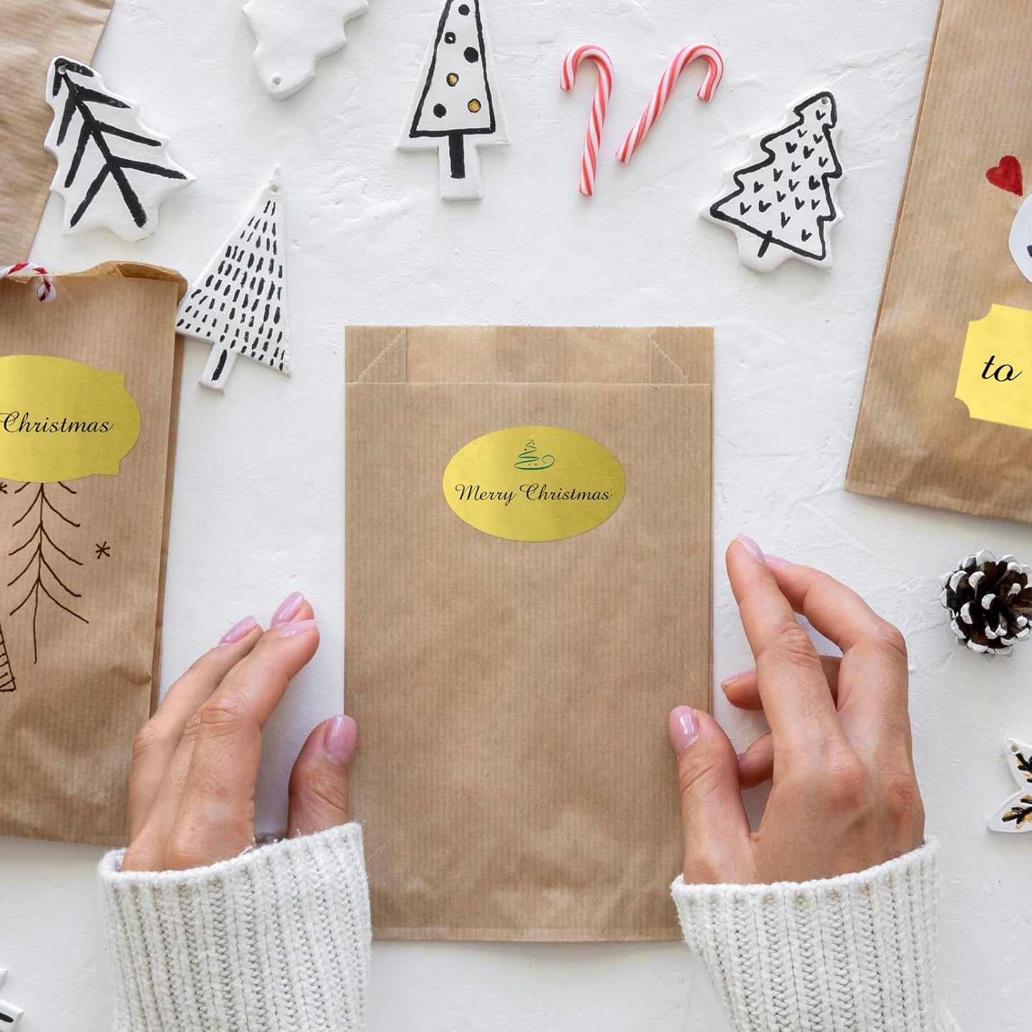 350 PCS Gift Tags Stickers Name Labels Stickers,2" x 1.2" Fancy Shape Stickers Self-Adhesive