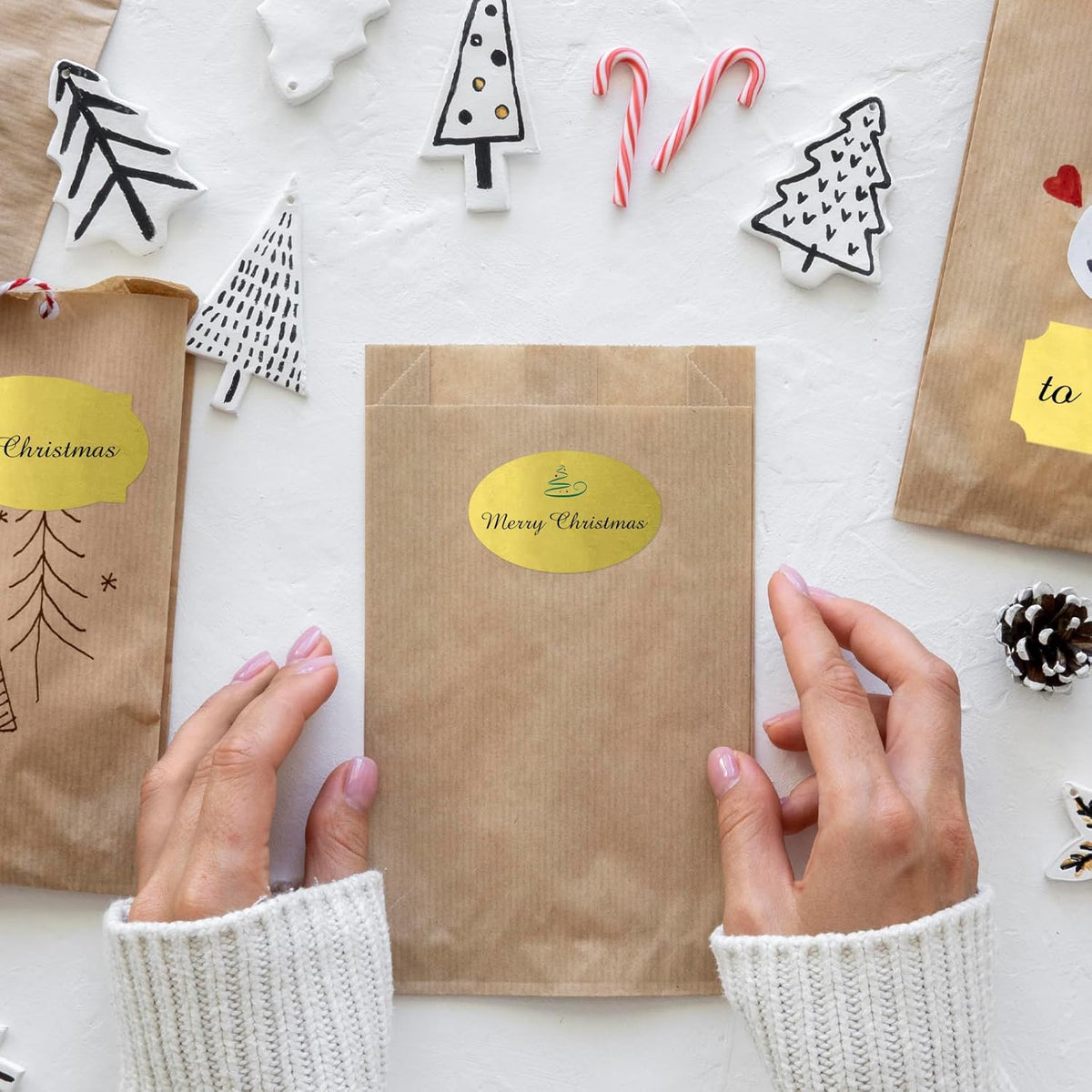 350 PCS Gift Tags Stickers Name Labels Stickers,2" x 1.2" Fancy Shape Stickers Self-Adhesive