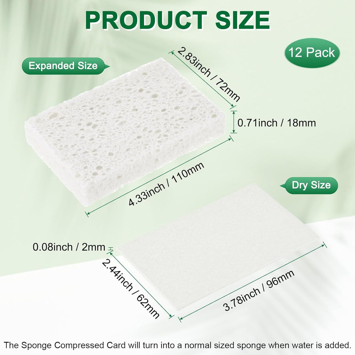 12-Pack Kitchen Sponges, Condense Eco Cellulose Non-Scratch Scrub Heavy Sponge for