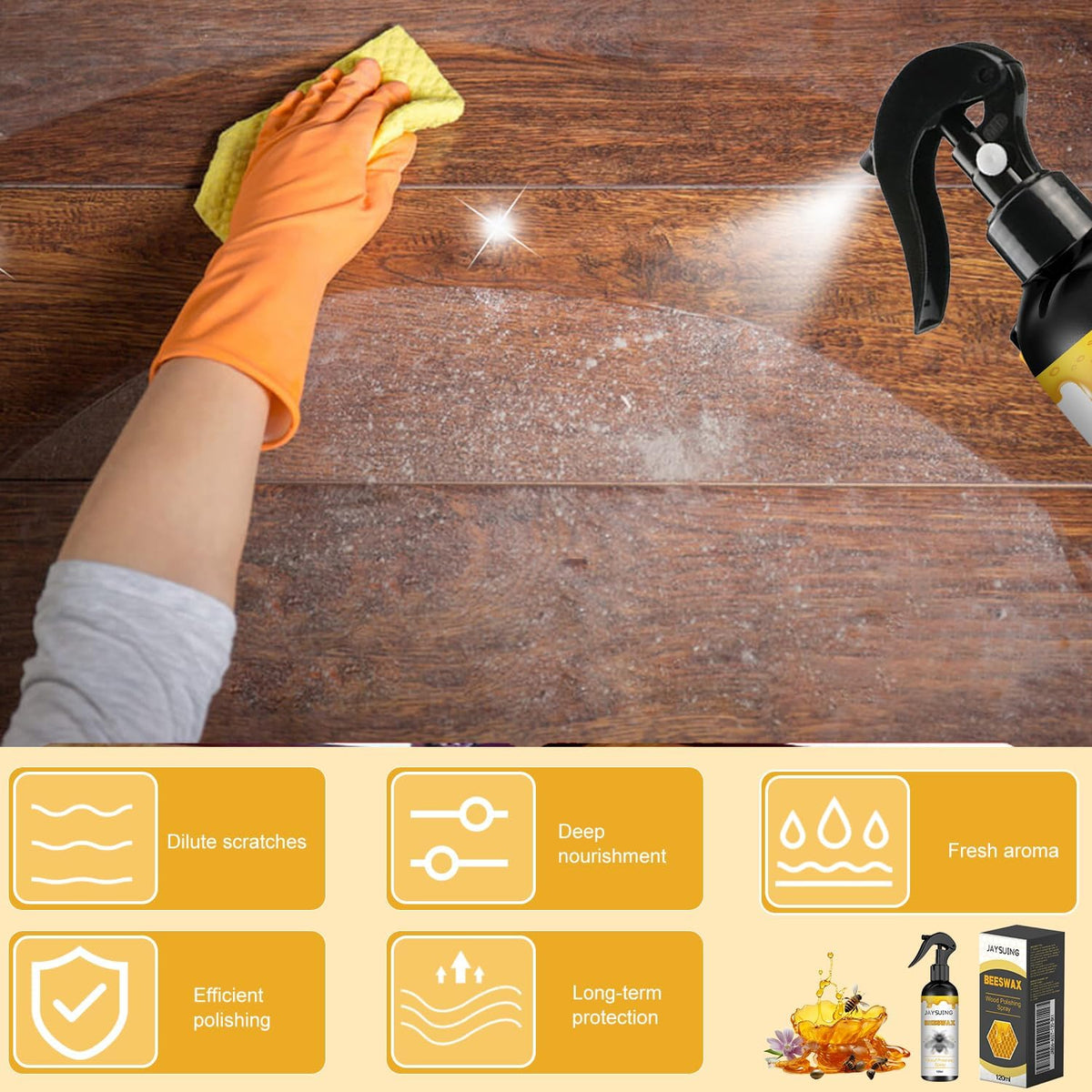 2PCS Natural Beeswax Care Spray & Restorer, The Original Beeswax Spray, Wood Seasoning Beewax For