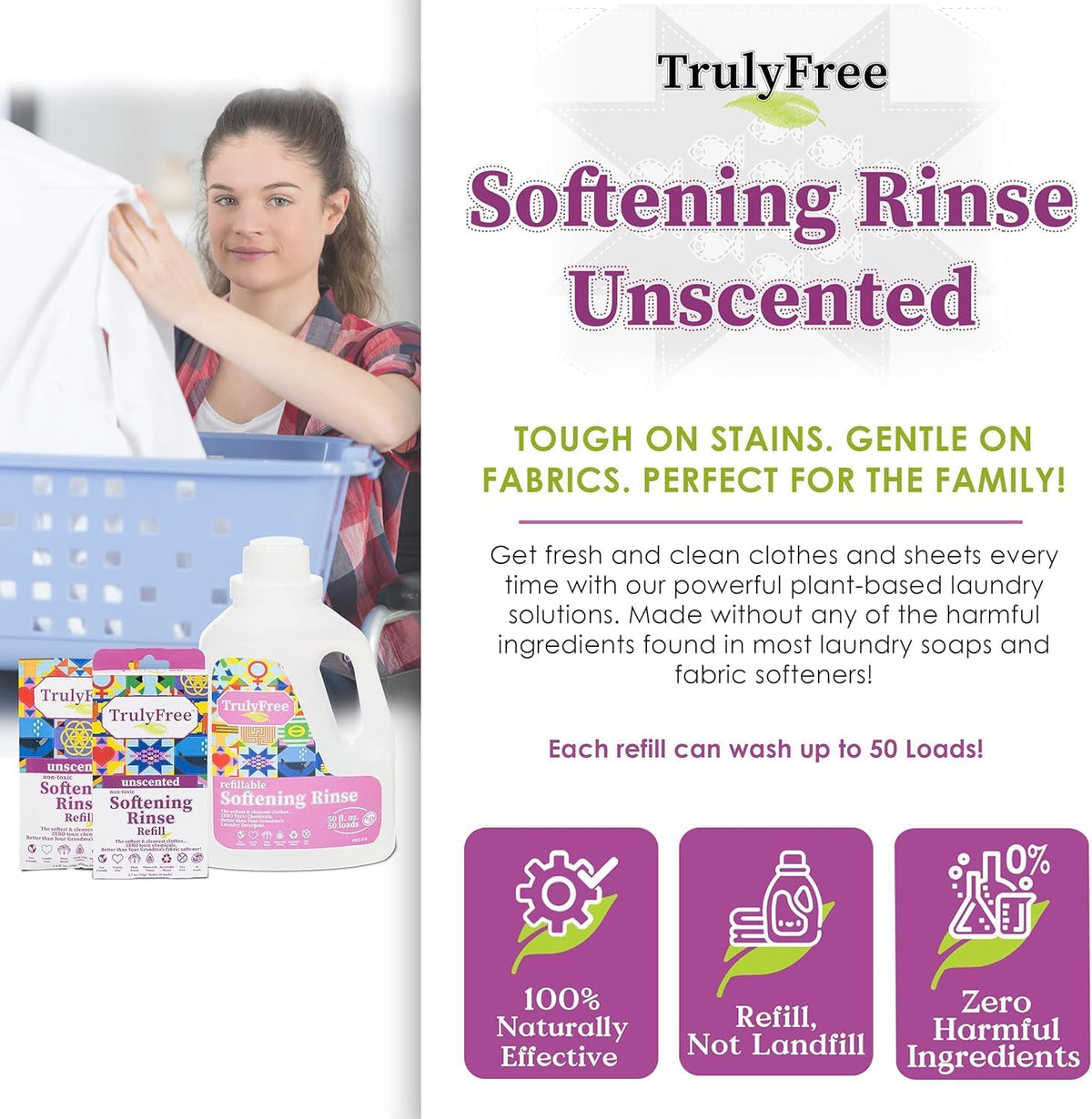Truly Free Fabric Softening Conditioner for Clothes| Safe for Babies & Kids with Sensitive Skin |