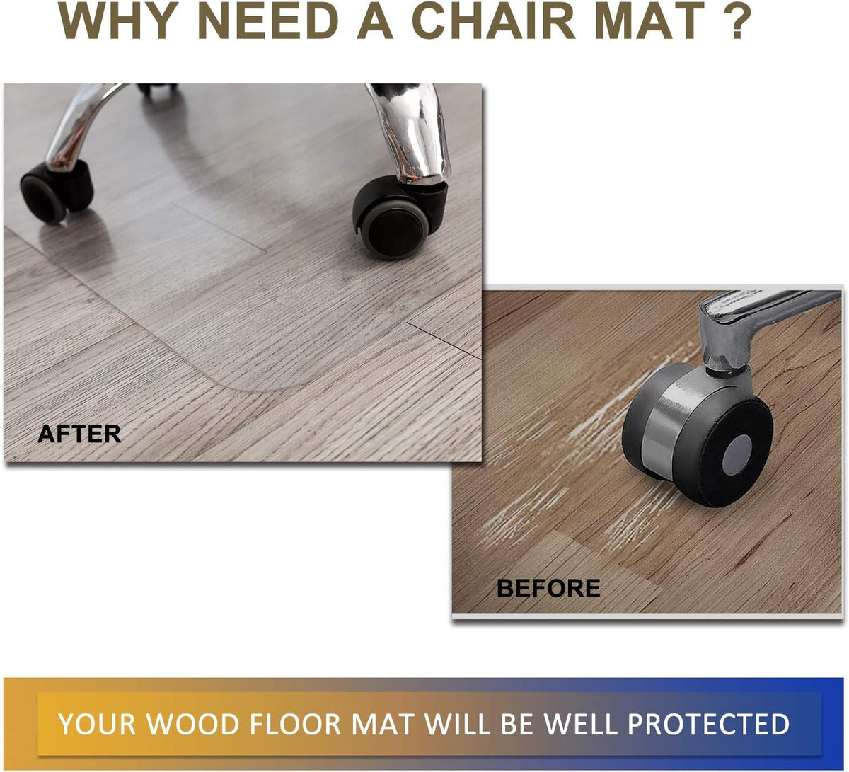 Office Chair Mat for Hardwood Floor, 48”x 36” Clear Floor Protector Mat for Office Chair, Vinyl