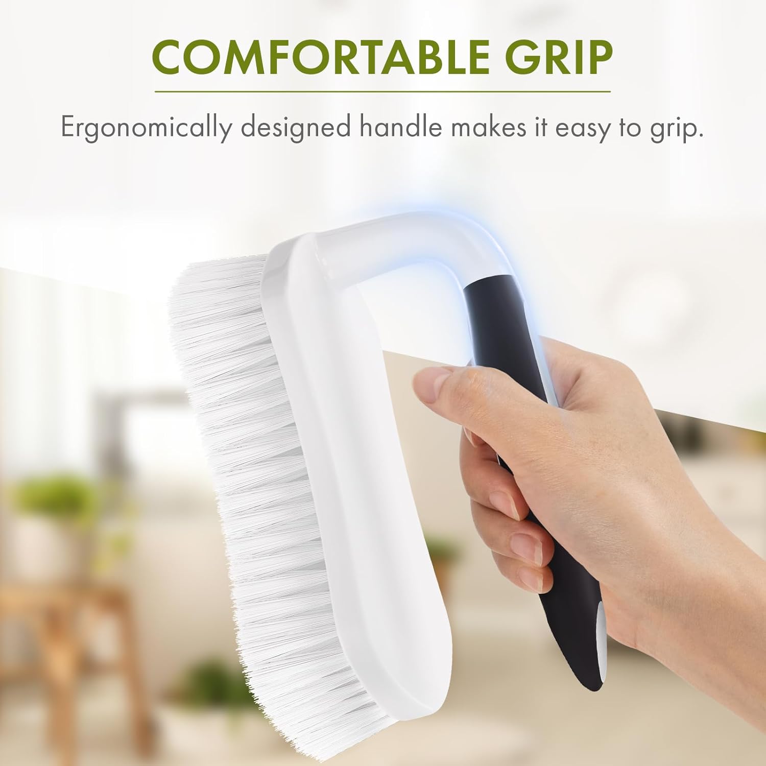 Amazer Scrub Brush for Cleaning Comfort Grip Shower Scrubber Stiff Bristles with Handle Heavy Duty