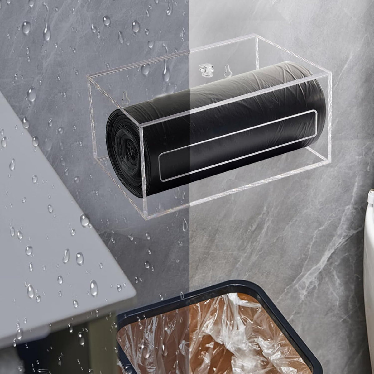 Trash Bag Organizer Dispenser, Acrylic Garbage Bag Holder Dispenser, Trash Bag Roll Dispenser for