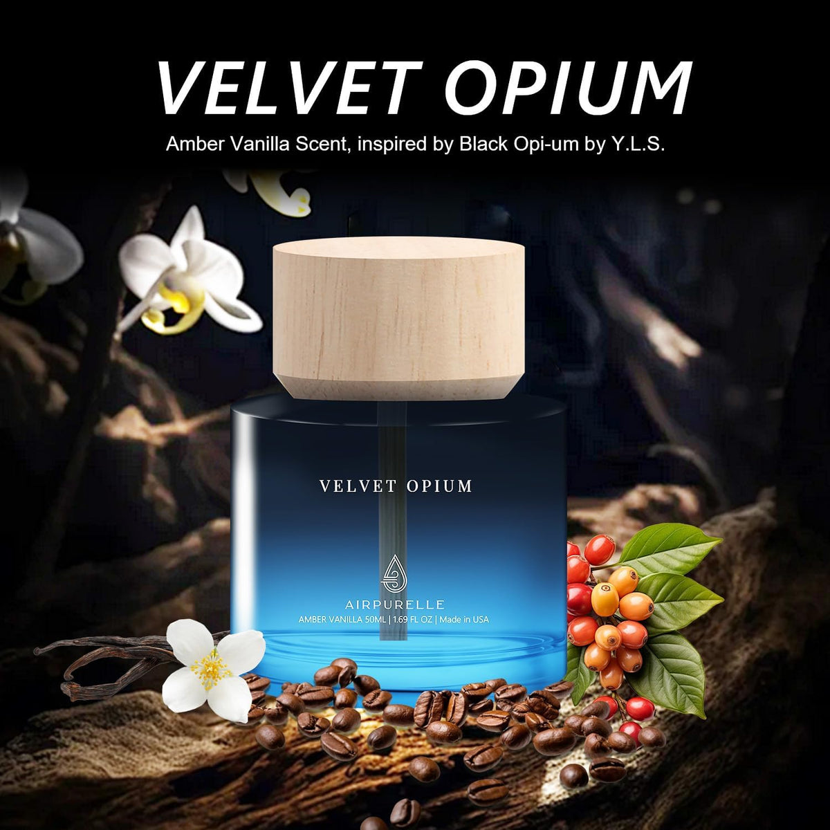 Car Air Freshener for Men & Women – Long-Lasting Amber Vanilla Essential Oil Diffuser for Car Cup