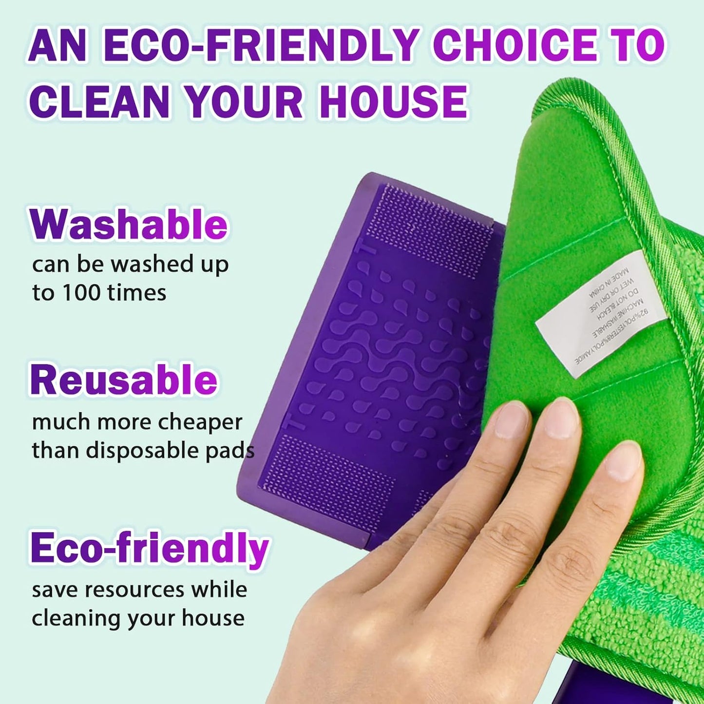 Orighty Reusable Mop Pads Compatible with Swiffer WetJet - Microfiber Pad Refill Machine Washable