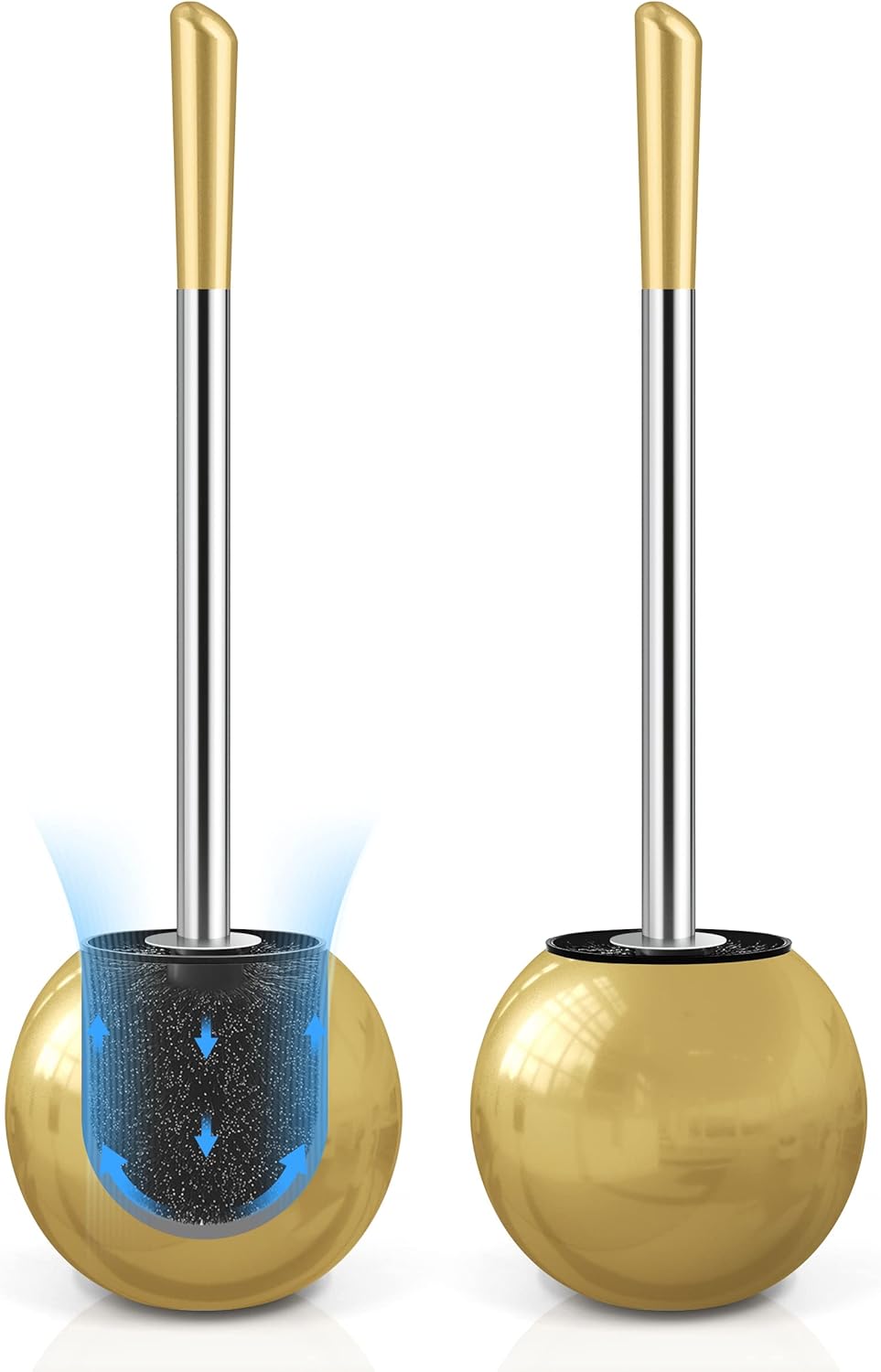 Toilet Brush and Holder 2 Pack, 304 Stainless Steel Toilet Brush with Extended and Durable