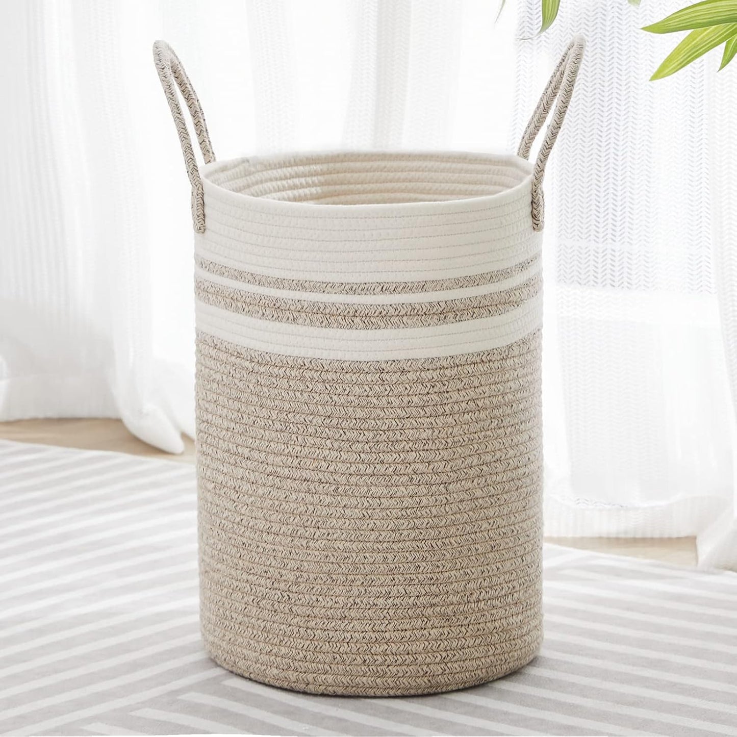 VIPOSCO Tall Laundry Hamper, Woven Rope Storage Basket for Blanket, Toys, Dirty Clothes in Living