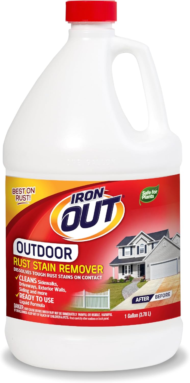 Iron OUT Liquid Rust Stain Remover, Pre-mixed, Quickly Removes Rust Stains from Concrete, Vinyl and