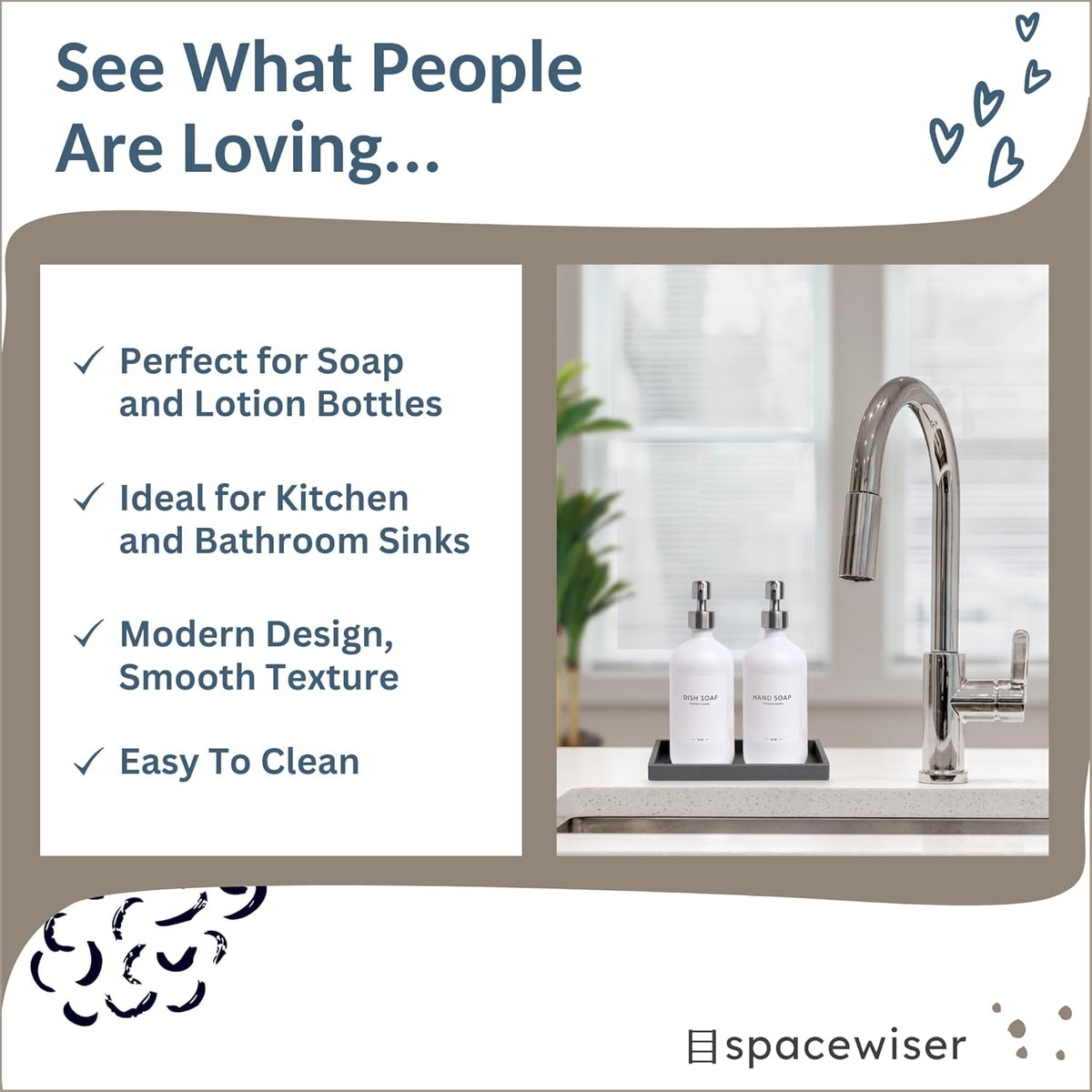 Countertop and Vanity Tray - 2 PC Small 7.7" Silicone Bathroom Trays, Kitchen Soap Tray, Dish