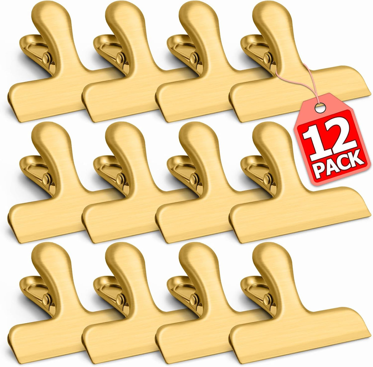 VNDUEEY 12 Pack Chip Clips, Stainless Steel Bag Clips for Food - Keep Snacks Fresh, Strong Grip