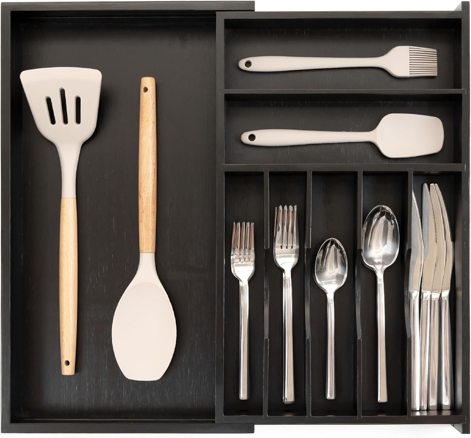 KitchenEdge Premium Silverware, Flatware and Utensil Organizer for Kitchen Drawers, Food-Safe