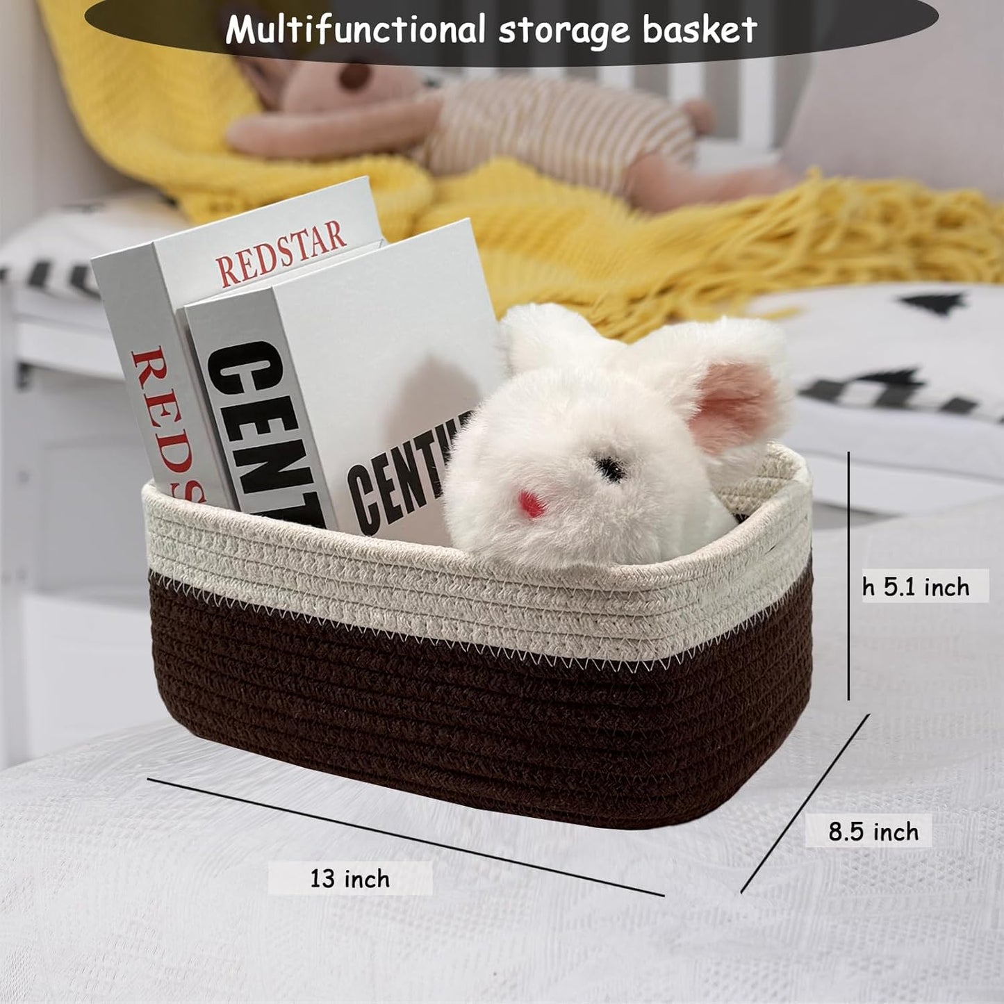 COMFY-HOMI 13" x 8.5" x 5.1"Storage Baskets for Organizing | Cotton Rope Woven Basket | Toy Storage