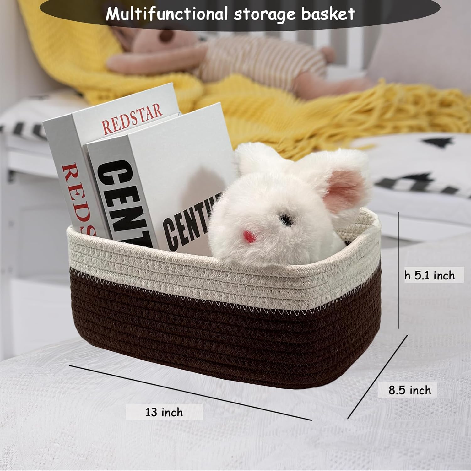 COMFY-HOMI 13" x 8.5" x 5.1"Storage Baskets for Organizing | Cotton Rope Woven Basket | Toy Storage