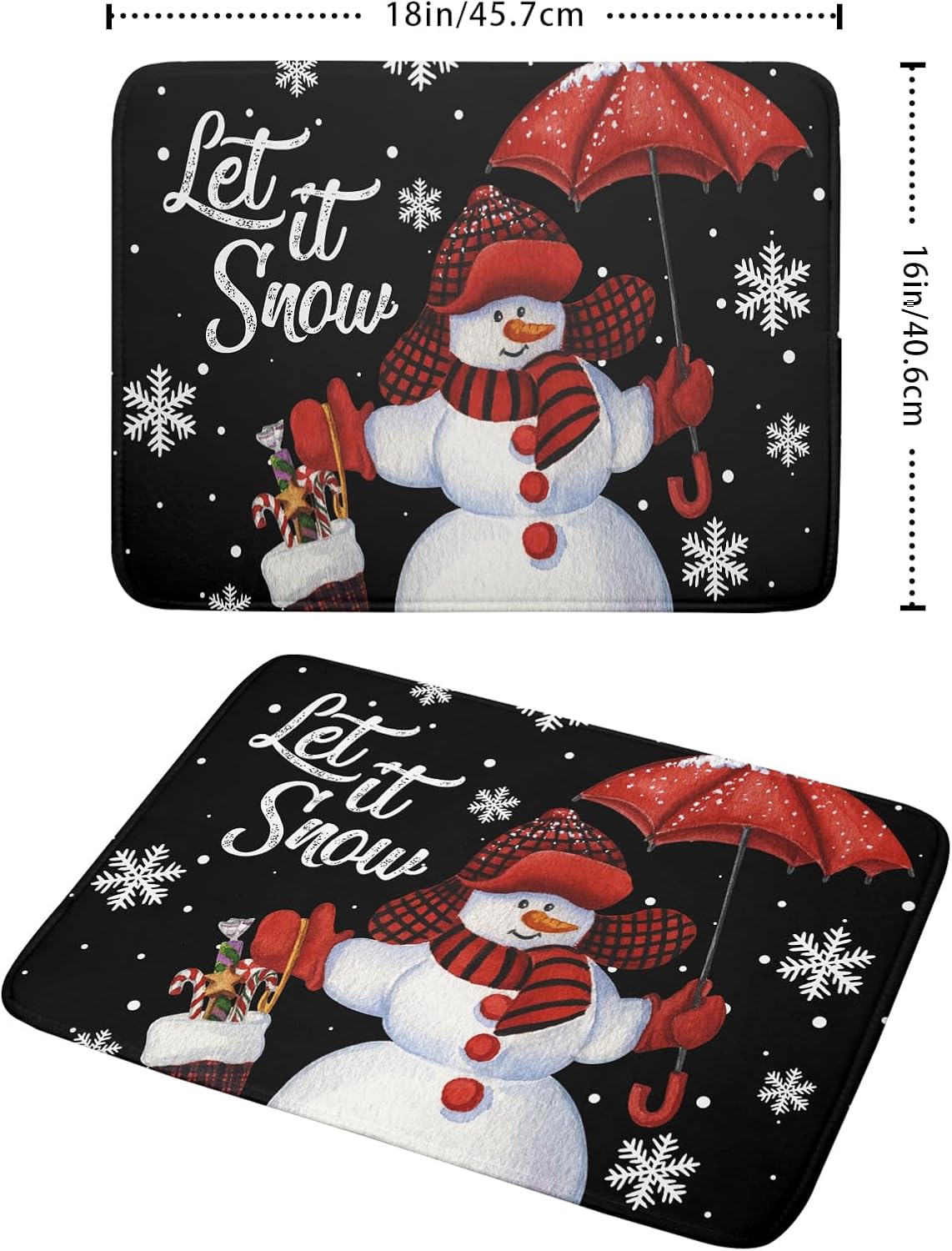 Let It Snow Dish Drying Mat, Winter Dish Drying Mat for Kitchen Counter, Christmas Cute Snowman