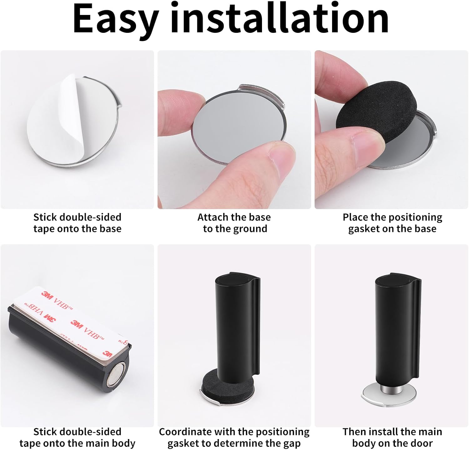 Magnetic Door Stoppers Black WYGWP Stainless Steel No Drilling Wedge Stops Heavy Duty Catch Holder