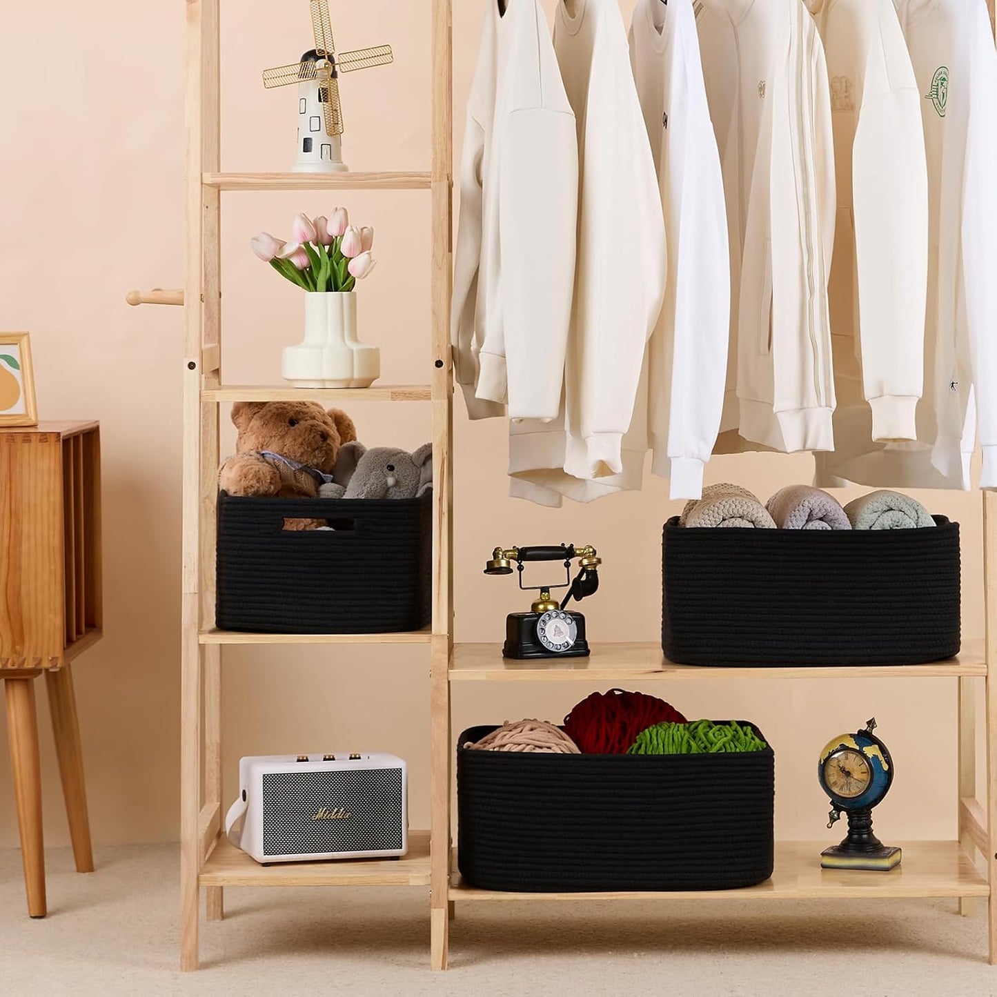 Large Storage Baskets for Organizing, Closet Shelf Baskets for Clothes Blanket Towels, Baby