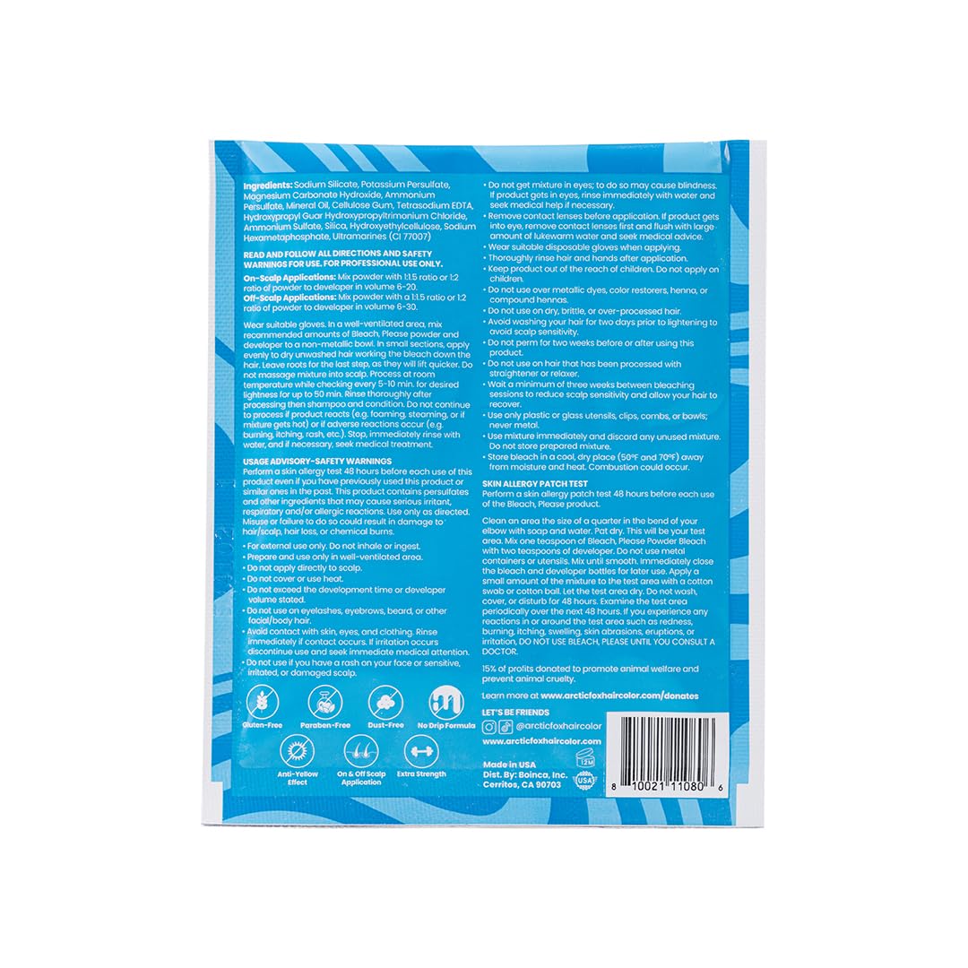 ARCTIC FOX Bleach Please, Blue Powder Bleach Individual Sachet 28g (1oz) for touch ups, highlights