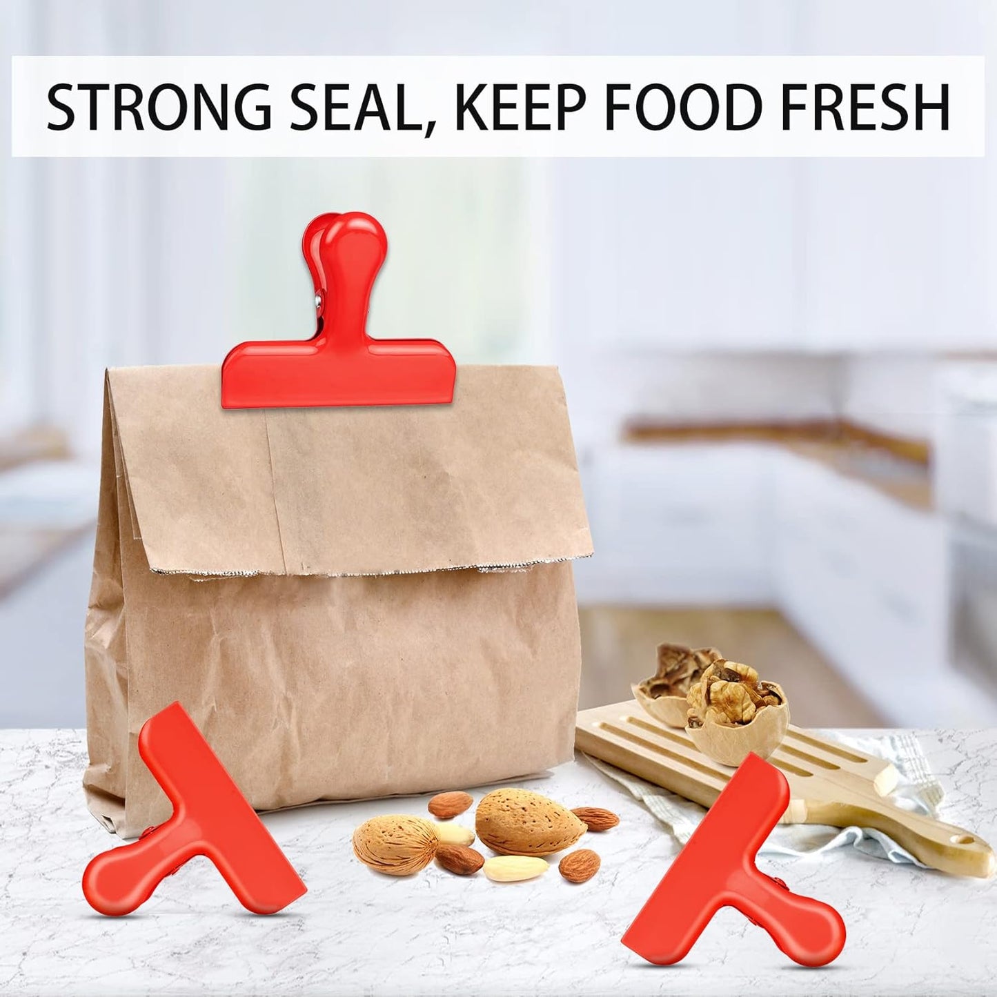Bag Clips Heavy Duty Stainless Steel Chip Clips, Food Bags Clamp Great for Kitchen Office to Seal