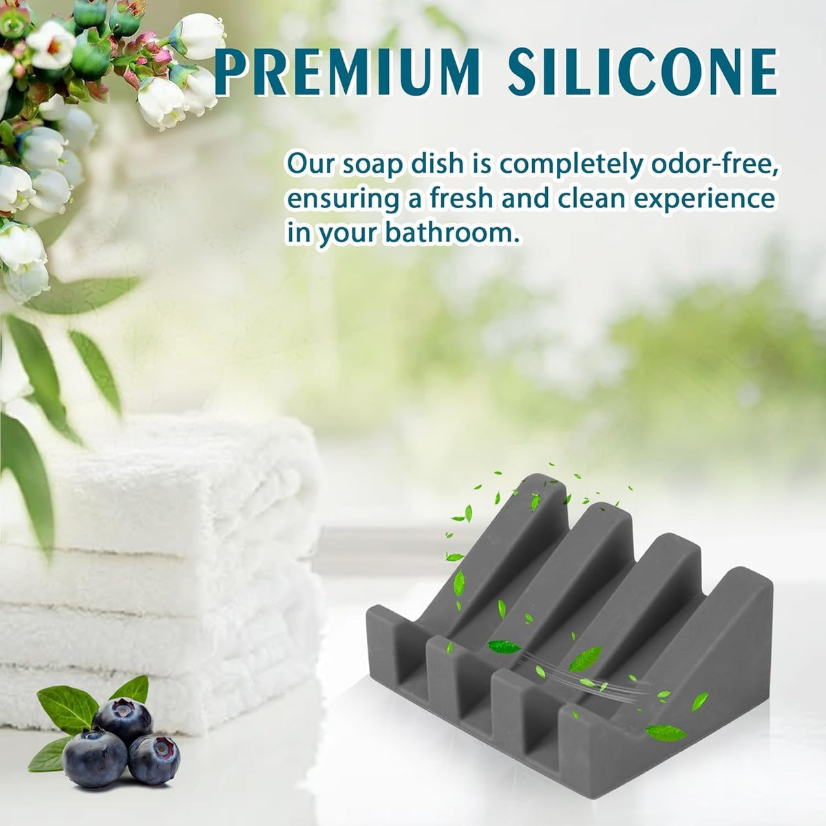 Silicone Soap Dish for Bar Soap Holder for Shower Bathroom Self Draining Waterfall Drying Tray Keep