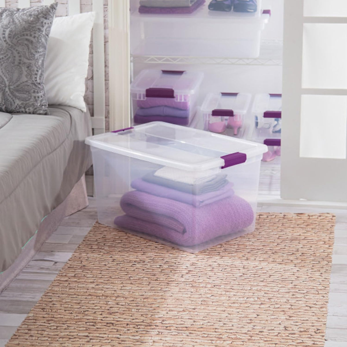 Sterilite 24-Pack 66 Quart ClearView Latch Box, Stackable Organizer Bins with Latching Lids - Clear