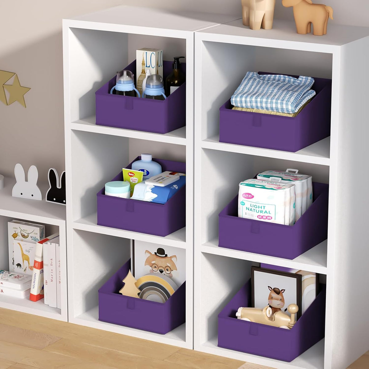 DIMJ Closet Storage Bins 8 Pack - Fabric Trapezoid Closet Organizer Bin, Foldable Storage Baskets