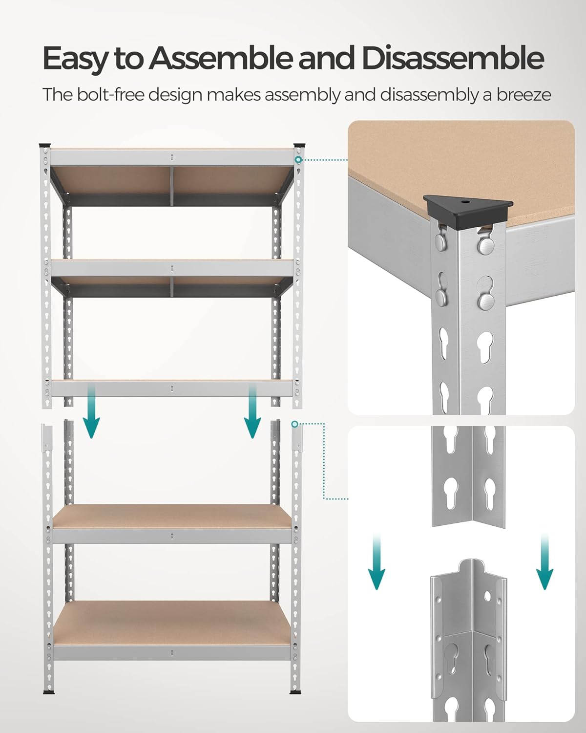 SONGMICS 5-Tier Storage Shelves, Load 2310 lb, Set of 2 Garage Storage, Boltless Assembly