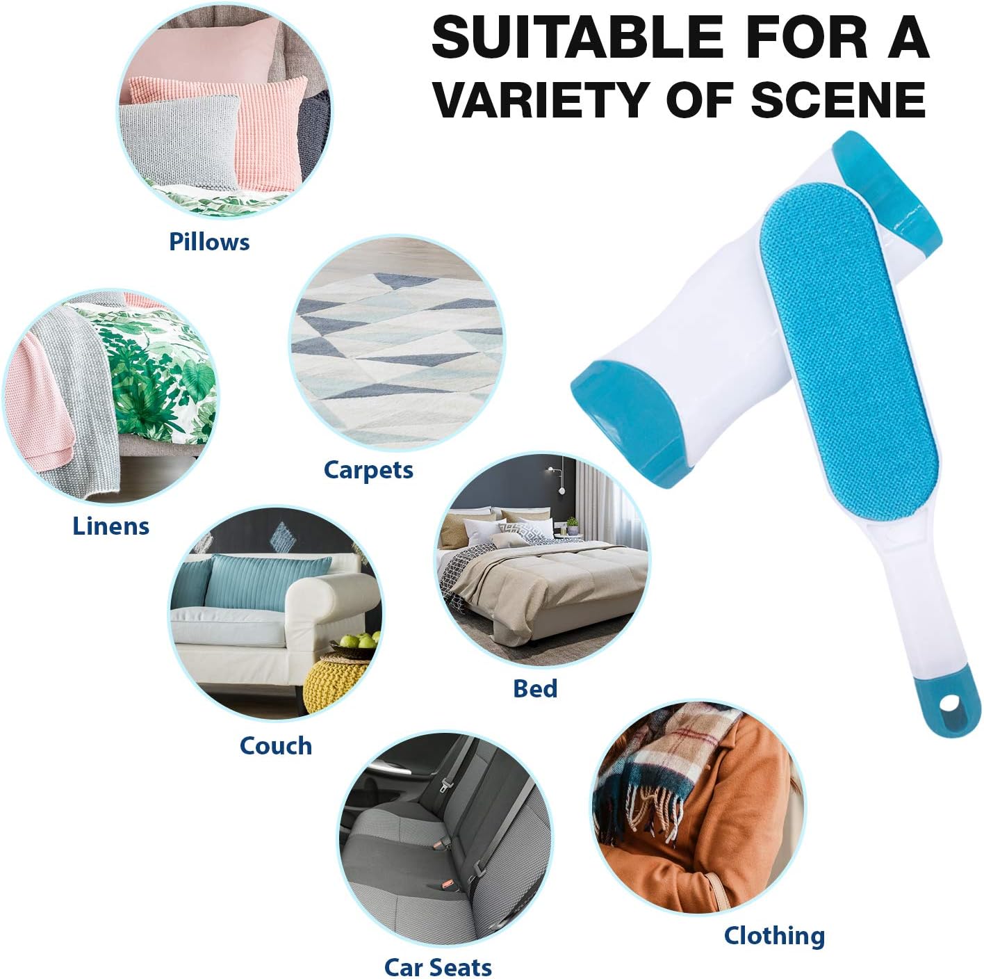 Pet Hair Remover for Clothes: Reusable Dog Cat Fur Lint Removal Brush for Clothes Furniture Couch