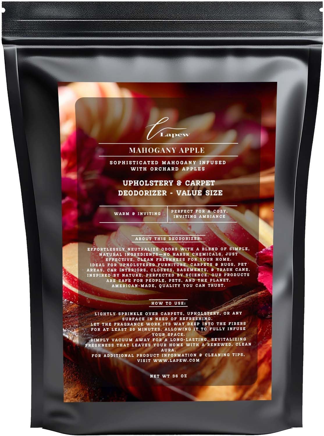 Mahogany Apple Carpet Freshener Powder Refill 36 oz | Powerful Odor Eliminator for Home |