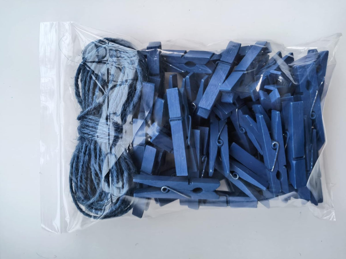 1.9 Inch Blue Clothespins Wall Decor Hang Pictures Artwork Kitchen Clips for Chip Bags with Sturdy
