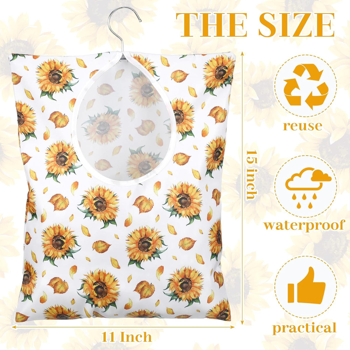 Woanger 2 Pcs Clothes Pin Bag Clothespin Holder 15 x 11 in to Hang on Line Clothes Pin Hanging Bag