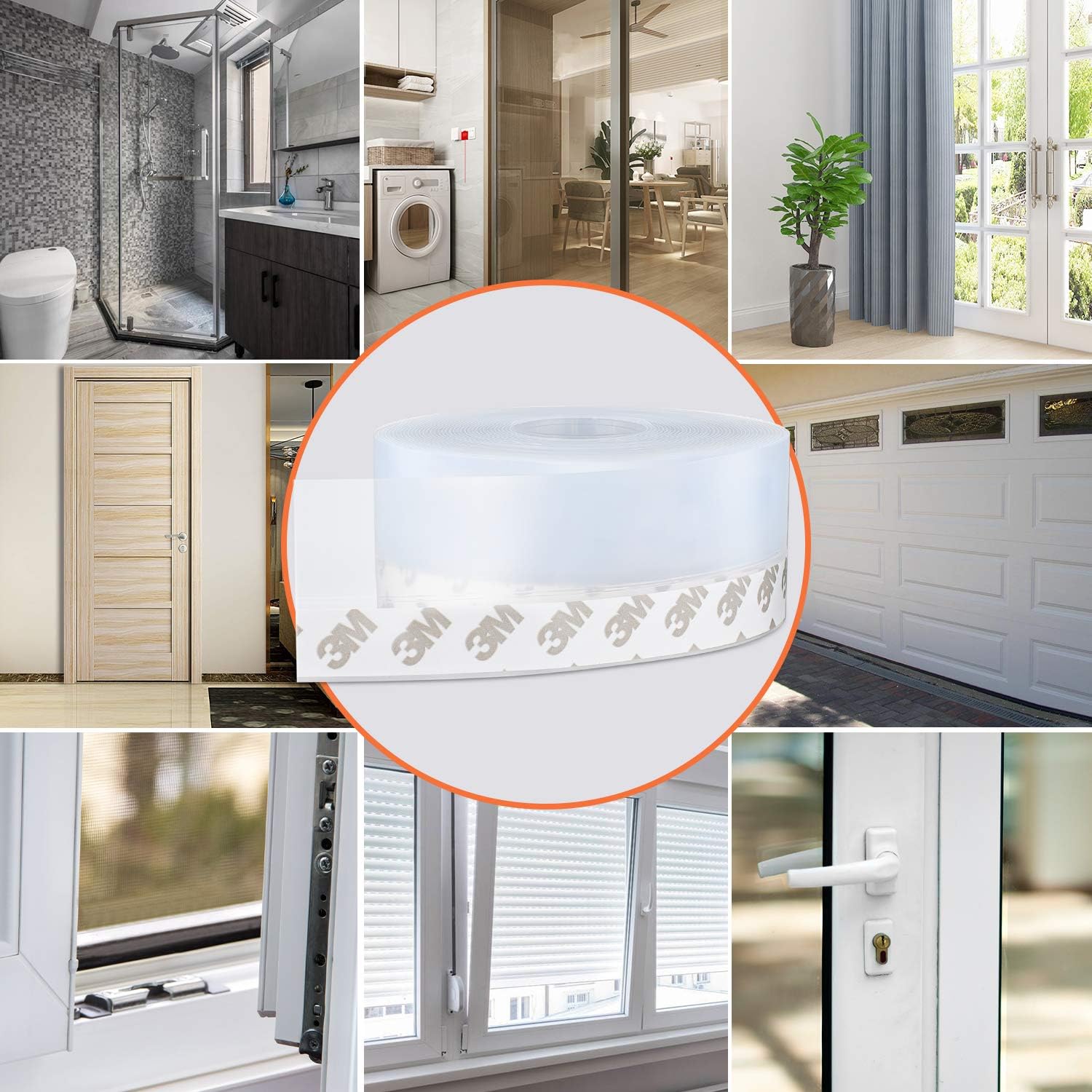26 Feet Silicone Seal Strip, Door Weather Stripping Window Sealing Tape for Draft Stopper Adhesive