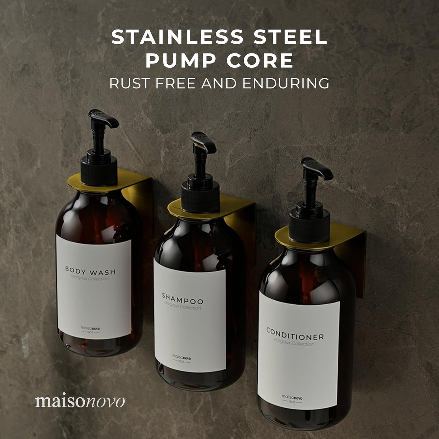MaisoNovo Shampoo and Conditioner Dispenser - Shower Soap Dispenser Wall Mounted - 16.9 fl oz Set