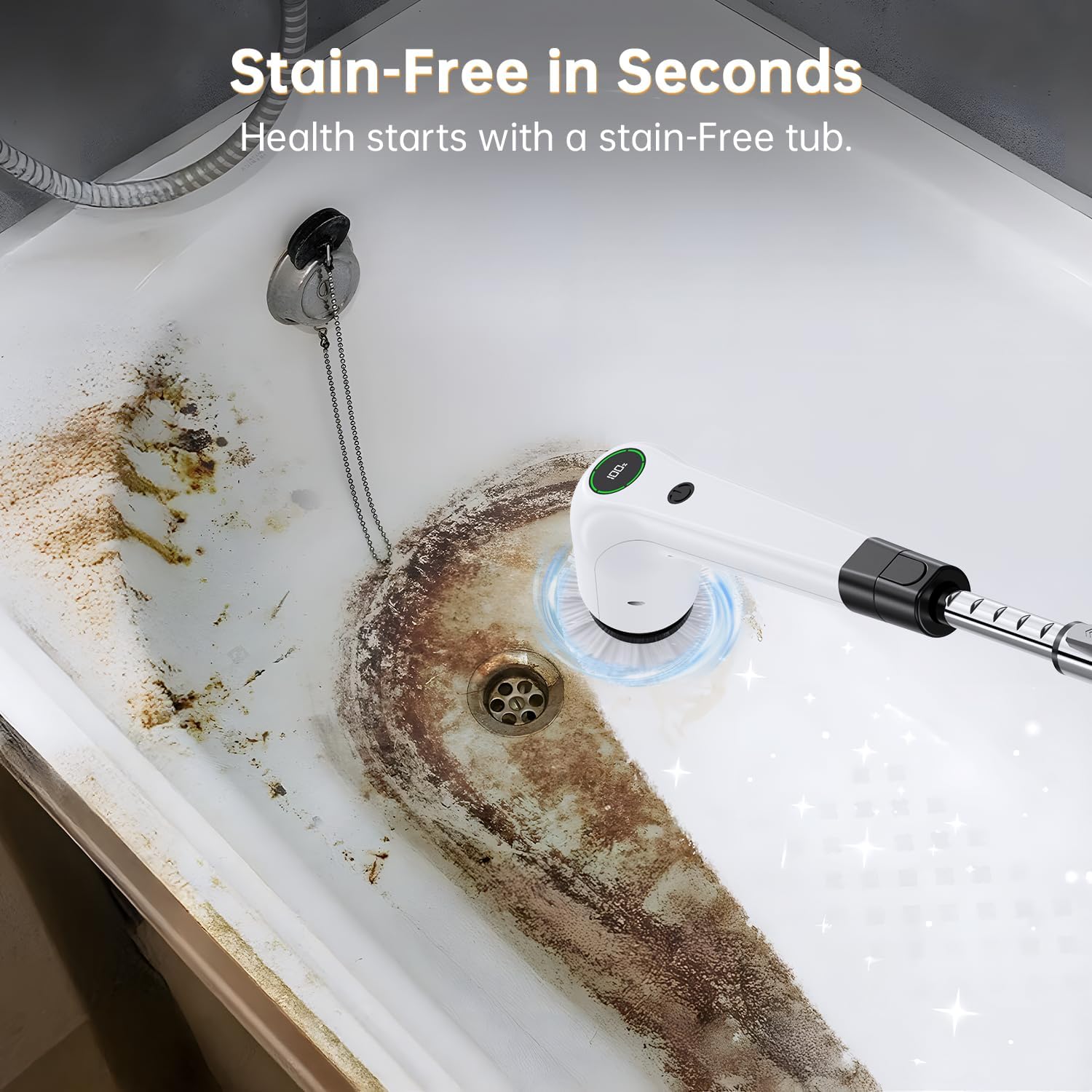 Electric Spin Scrubber, Cordless Shower Scrubber with 8 Scrub Brush, 2 Speed with Adjustable