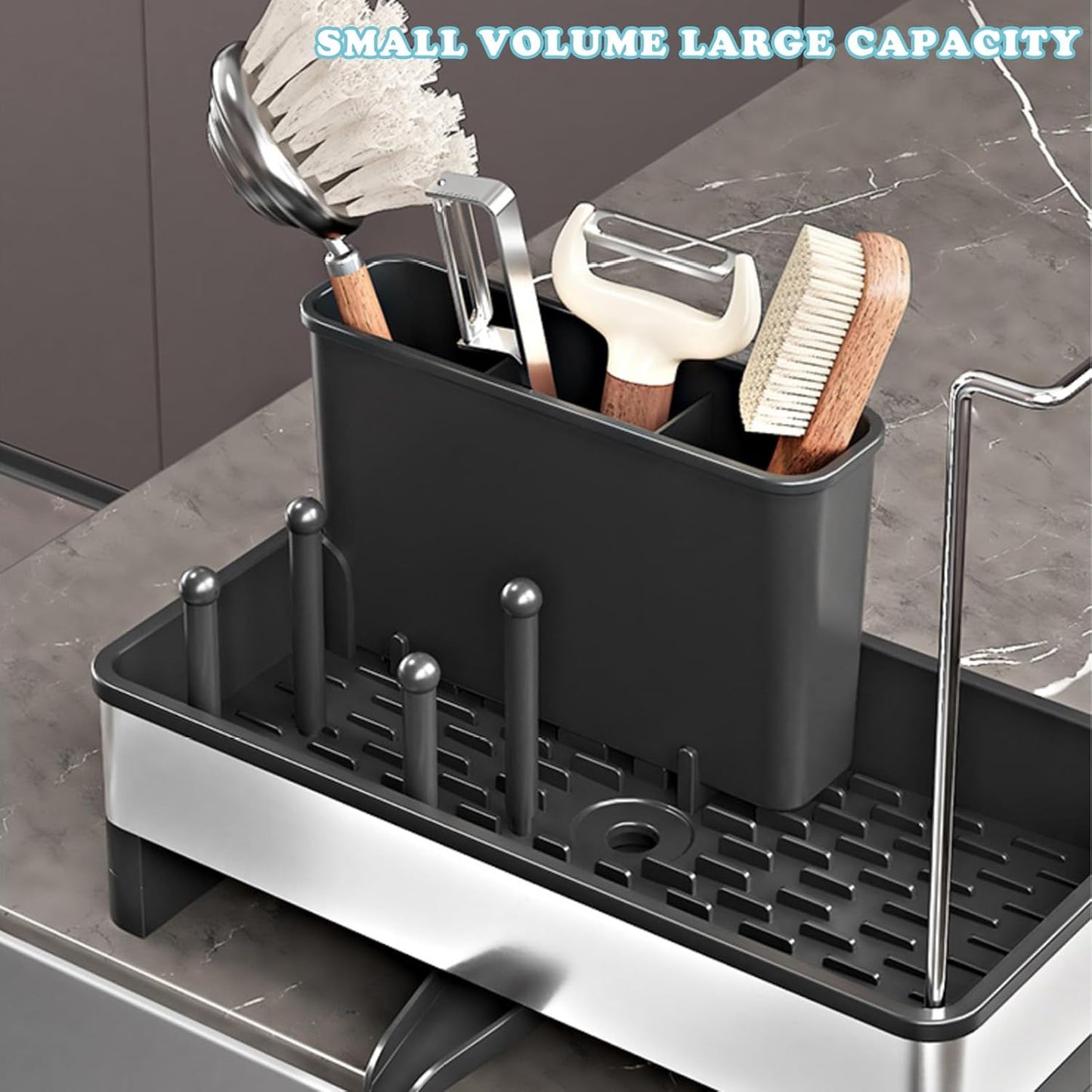 Sponge Holder for Kitchen Sink,Sink Caddy Organizer with Removable Brush Holder,Kitchen Countertop
