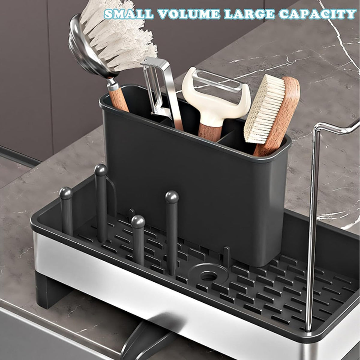 Sponge Holder for Kitchen Sink,Sink Caddy Organizer with Removable Brush Holder,Kitchen Countertop