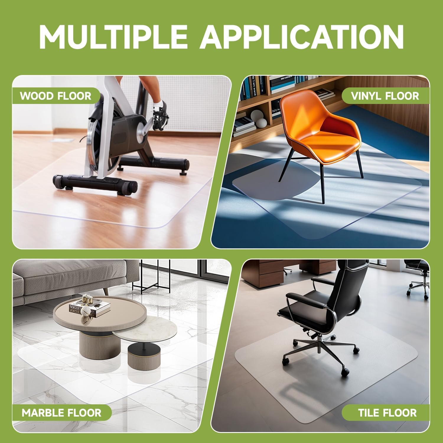 SOONAN Chair Mat for Hardwood Floor, 48" x 36" Clear Office Floor Mat, 0.08" Thickness Heavy Duty