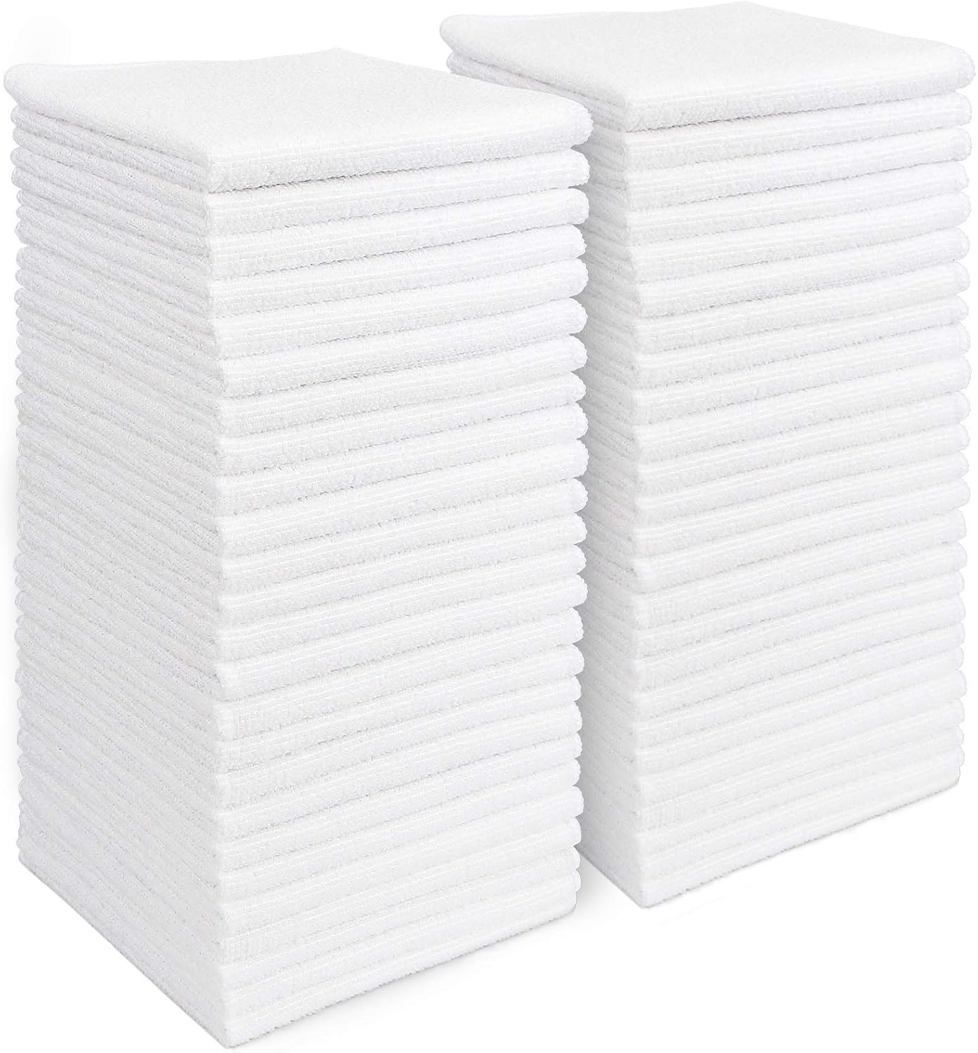 AIDEA Microfiber Cleaning Cloth White 50PK, Microfiber Towels for Cars, Lint Free Rags, Kitchen