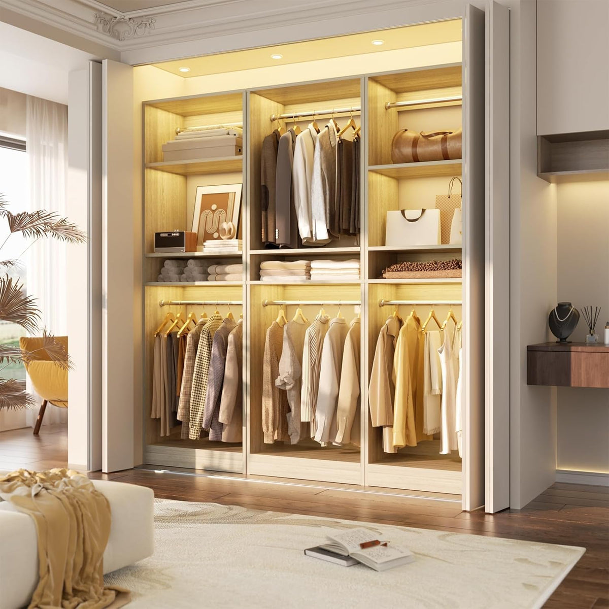 Unikito 25” Closet System, Freestanding Closets Organizer Wardrobe with Hanging Rods and Shelves