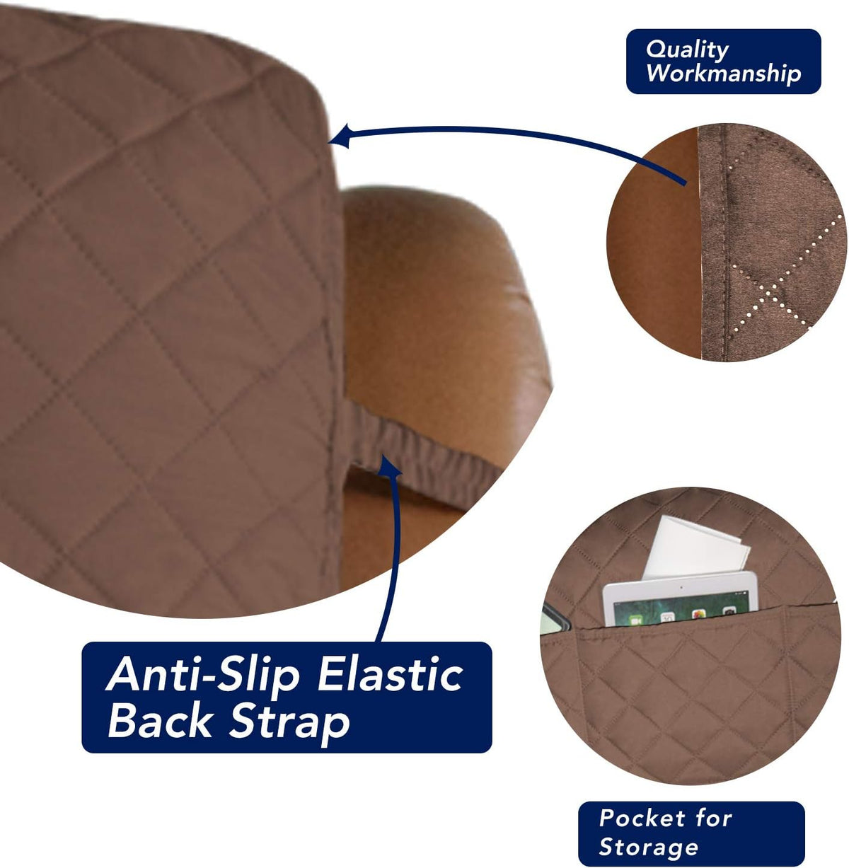 PureFit Reversible Quilted Sofa Cover, Water Resistant Slipcover Furniture Protector, Washable