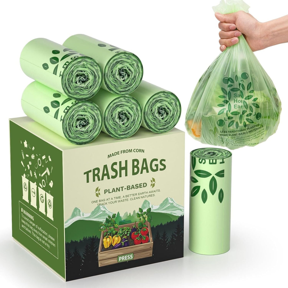 AYOTEE Small Compost Bags 2.6 Gallon Trash Bag, 150 Count Compostable Trash Bags 2.6 Gallon Compost