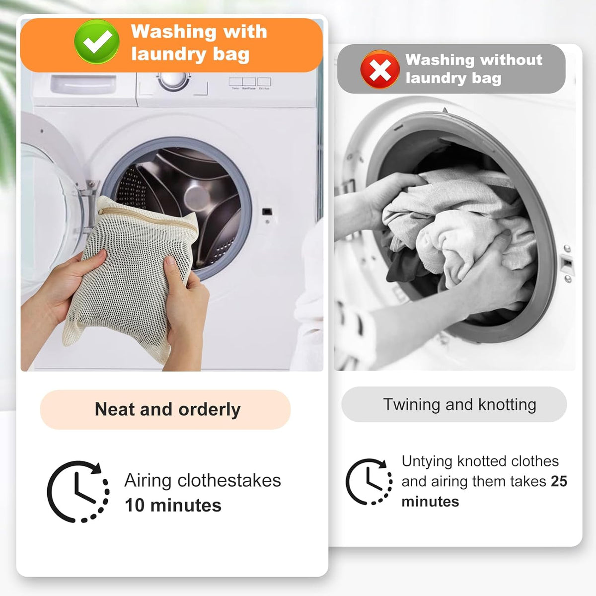 4 Piece Small, Durable Organic Cotton Mesh Laundry Bag with Strong Zipper and Breathable Mesh