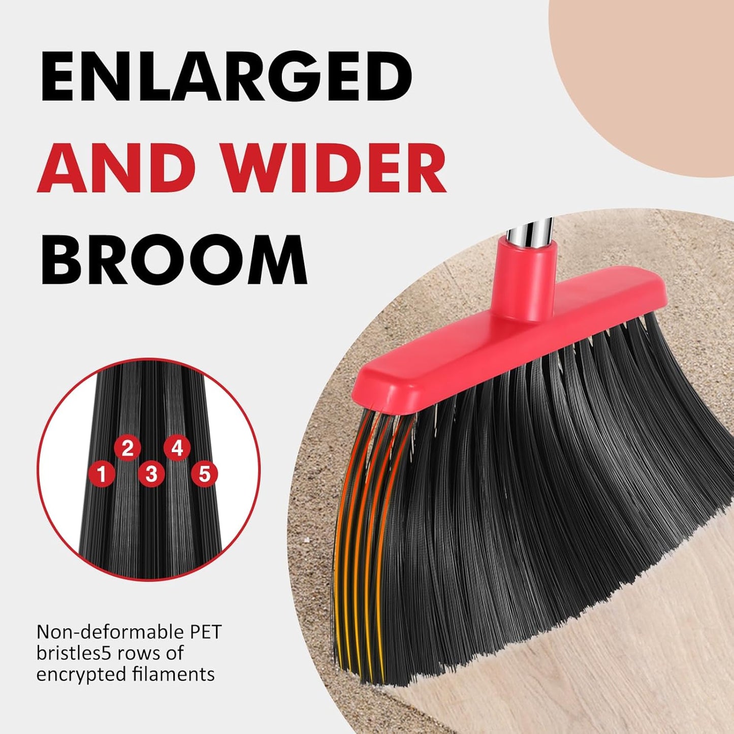 NACENA Heavy Duty Broom, 55 Inch Long Handle Outdoor Large Angle Brooms, Commercial Broom for